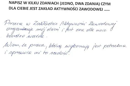 Skan odręcznej opinii pracownika — Agata