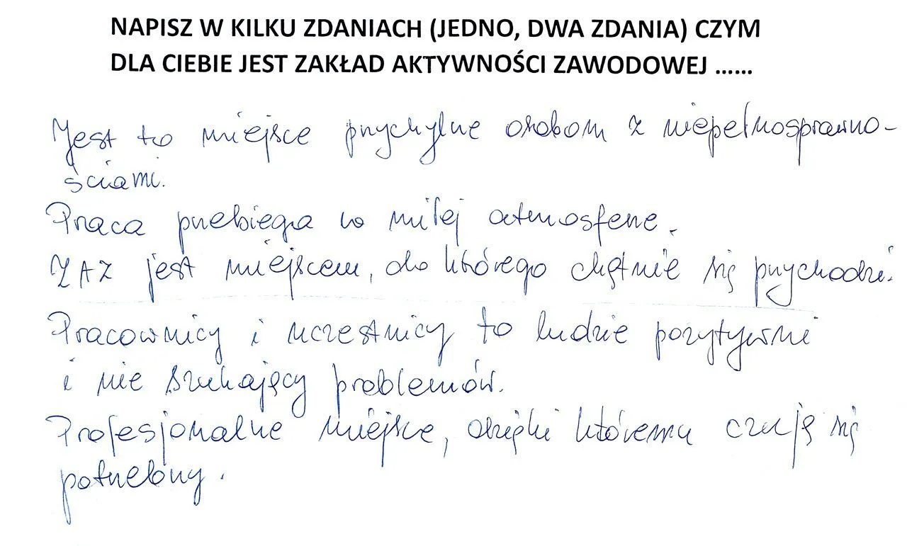 Skan odręcznej opinii pracownika — Sławek
